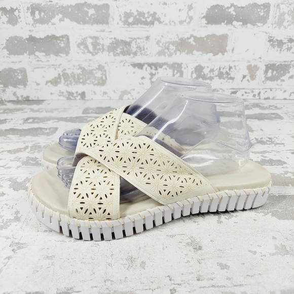 NEW Ilse Jacobsen Tulip Milk Cream Cross Band Sandals Slide W415 - Picture 1 of 11